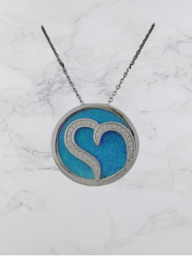 Κολιέ ασήμι 925 γυναικείο καρδιά silver blue