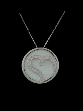 Κολιέ ασήμι 925 γυναικείο καρδιά silver wite