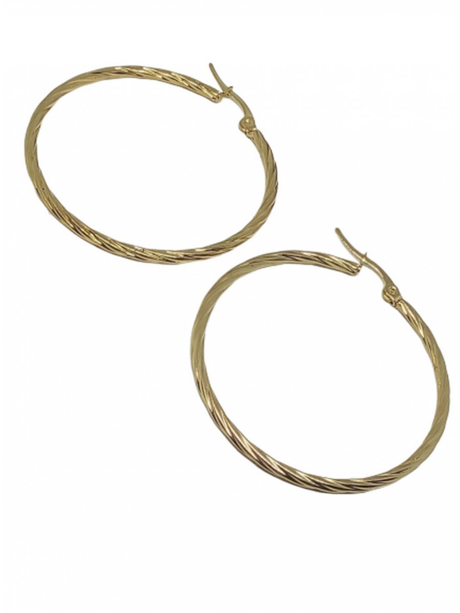 Σκουλαρίκι κρίκος ατσάλινος στριφτός  gold