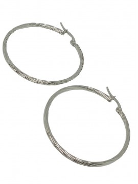 Σκουλαρίκι κρίκος ατσάλινος στριφτός silver