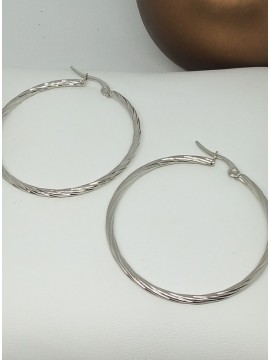 Σκουλαρίκι κρίκος ατσάλινος στριφτός silver