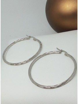 Σκουλαρίκι κρίκος ατσάλινος στριφτός silver