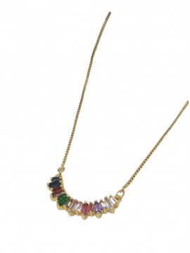 Κολιέ χειροποίητο γυναικείο με πολύχρωμα ζιργκόν 
