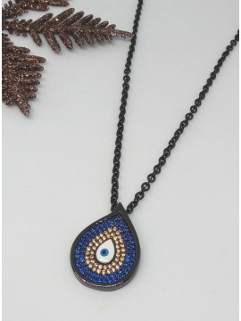 Κολιέ ατσάλινο γυναικείο μάτι σταγόνα 