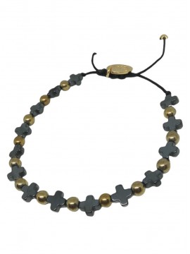 Βραχιόλι χειροποίητο αιματίτης σταυρός gold