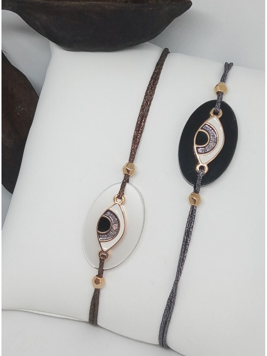 Βραχιόλι χειροποίητο γυναικείο μάτι gray