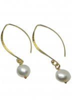 Σκουλαρίκι χειροποίητο γυναικείο επιχρυσωμένος ορείχαλκος πέρλα