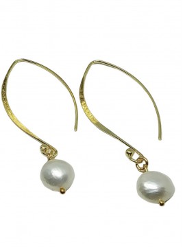 Σκουλαρίκι χειροποίητο γυναικείο επιχρυσωμένος ορείχαλκος πέρλα