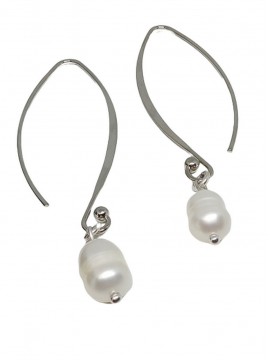 Σκουλαρίκι χειροποίητο γυναικείο επάργυρος ορείχαλκος πέρλα Silver