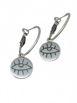 Σκουλαρίκι χειροποίητο γυναικείο επάργυρος ορείχαλκος κρίκος στρογγυλό μάτι