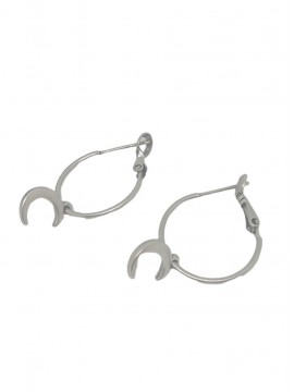 Σκουλαρίκι χειροποίητο γυναικείο επάργυρος ορείχαλκος κρίκος φεγγάρι 