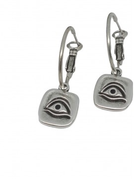 Σκουλαρίκι χειροποίητο γυναικείο επάργυρος ορείχαλκος κρίκος μάτι