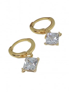 Σκουλαρίκι χειροποίητο γυναικείο επιχρυσωμένος ορείχαλκος κρίκος Ζιργκόν