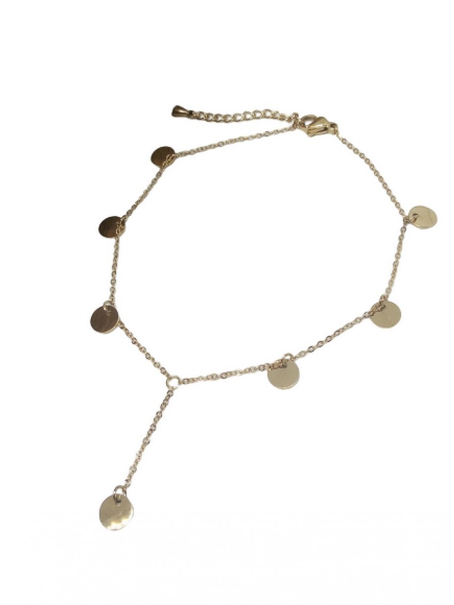 Βραχιόλι ατσάλινο γυναικείο ποδιού Φλουρί Gold