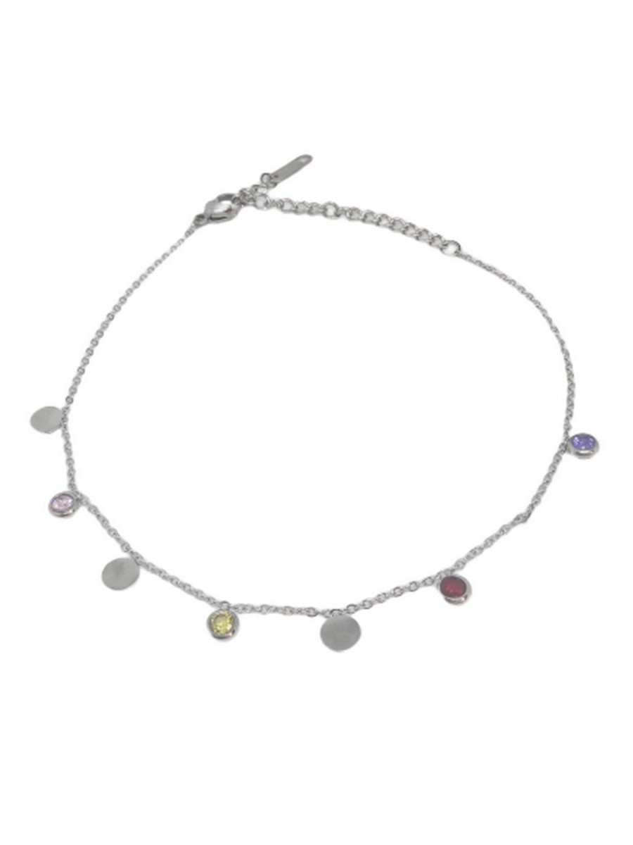 Βραχιόλι ατσάλινο γυναικείο ποδιού stras silver 