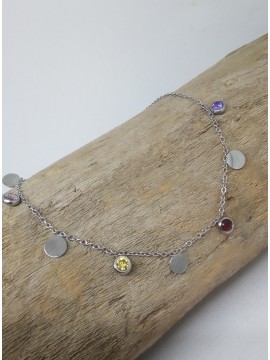 Βραχιόλι ατσάλινο γυναικείο ποδιού stras silver 