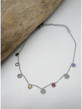 Βραχιόλι ατσάλινο γυναικείο ποδιού stras silver 