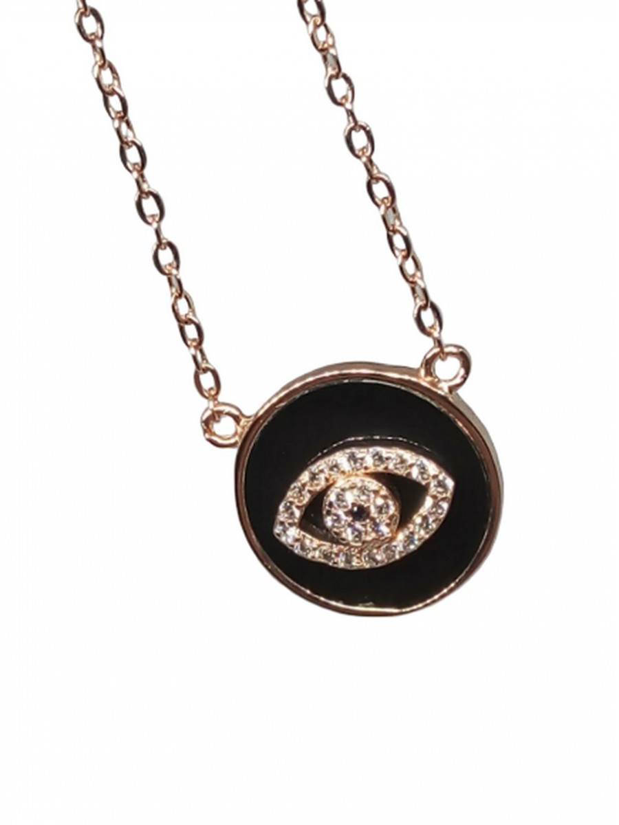 Κολιέ ασήμι 925 γυναικείο ματάκι ροζ