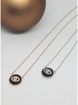 Κολιέ ασήμι 925 γυναικείο ματάκι ροζ