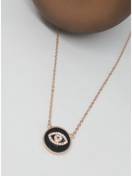 Κολιέ ασήμι 925 γυναικείο ματάκι ροζ