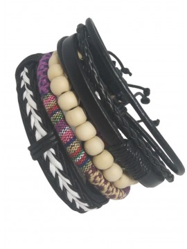 Ανδρικό τετραπλό δερμάτινο χειροποίητο βραχιόλι kite