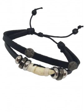 Ανδρικό δερμάτινο χειροποίητο  βραχιόλι Δόντι 