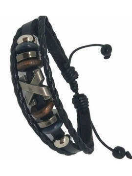 Ανδρικό δερμάτινο χειροποίητο  βραχιόλι ex