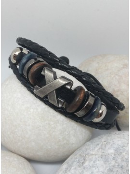 Ανδρικό δερμάτινο χειροποίητο  βραχιόλι ex