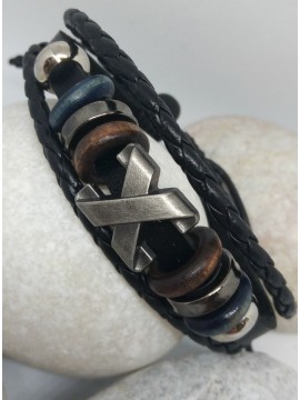 Ανδρικό δερμάτινο χειροποίητο  βραχιόλι ex