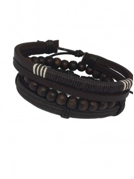 Ανδρικό τριπλό δερμάτινο χειροποίητο βραχιόλι Tough