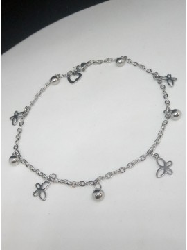 Βραχιόλι ατσάλινο γυναικείο ποδιού Butterfly