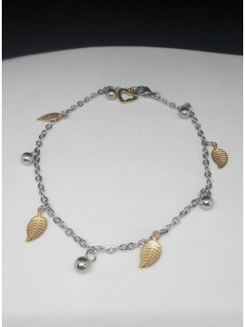 Βραχιόλι ατσάλινο γυναικείο ποδιού Leaf