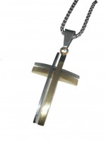 Ανδρικός ατσάλινος σταυρός Gold Cross