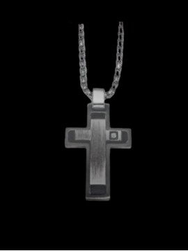 Ανδρικός ατσάλινος σταυρός double black