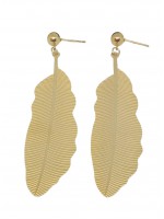 Γυναικείο μοντέρνο ατσάλινο σκουλαρίκι Plume gold