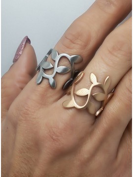 Δαχτυλίδι ατσάλινο γυναικείο φυλλαράκι silver