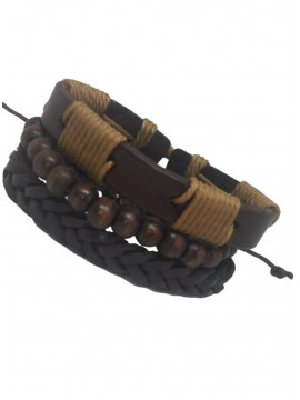 Ανδρικό τριπλό δερμάτινο χειροποίητο βραχιόλι Rope