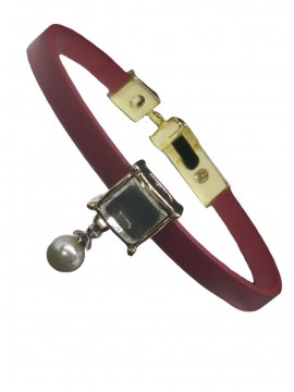 Γυναικείο μοντέρνο δερμάτινο βραχιόλι Κόκκινη Ίρις 