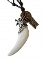 Ανδρικό νεανικό κολιέ με δέρμα και μέταλλο Ivory