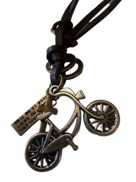 Ανδρικο νεανικο κολιε με δερμα και μεταλλο Bicycle 