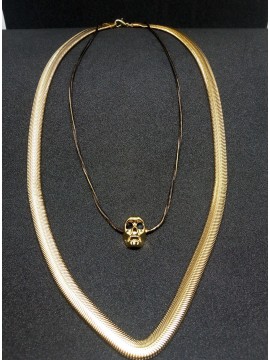 Κολιέ ατσάλινο γυναικείο Gold Face