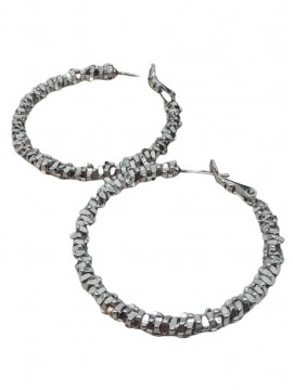 Σκουλαρίκι χειροποίητο επάργυρος ορείχαλκος κρίκος Silver Glamour 