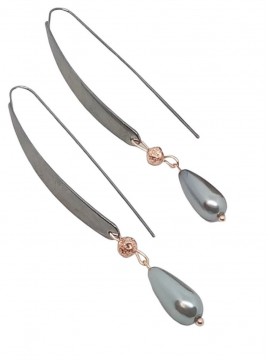 Σκουλαρίκι χειροποίητο γυναικείο ορείχαλκος πέρλα Silver Tear