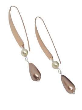 Σκουλαρίκι χειροποίητο γυναικείο ορείχαλκος πέρλα Rose Tear