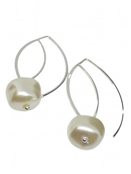 Σκουλαρίκι χειροποίητο γυναικείο επάργυρος ορείχαλκος πέρλα Pop Art