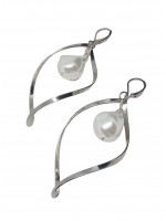 Σκουλαρίκι χειροποίητο γυναικείο επάργυρος ορείχαλκος Πέρλα Illusion