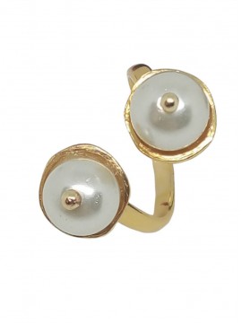 Δαχτυλίδι ορειχάλκινο χειροποίητο γυναικείο pearl gold