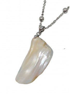 Κολιέ ατσάλινο χειροποίητο γυναικείο ακανόνιστο μαργαριτάρι wind