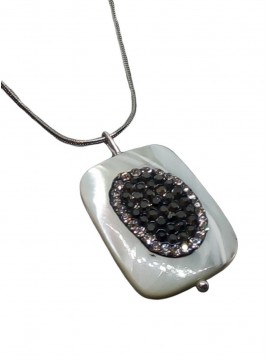 Κολιέ ατσάλινο χειροποίητο γυναικείο πέρλα μαργαριτάρι Mona Liza