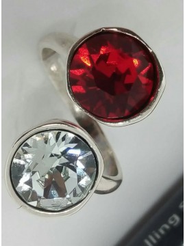 Δαχτυλίδι χειροποίητο γυναικείο strass red silver